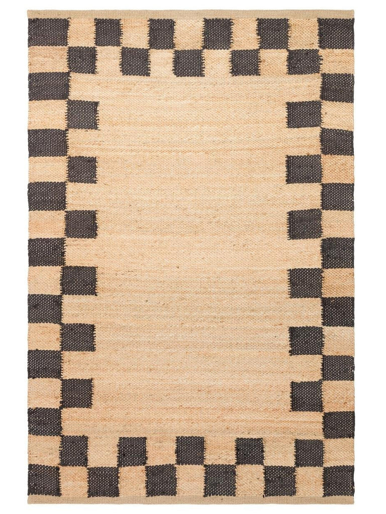 Crown Jute 100% Natural Hand Woven Living Room Corridor Entrance Kitchen Balcony Straw Carpet 13NATBLACKXW
