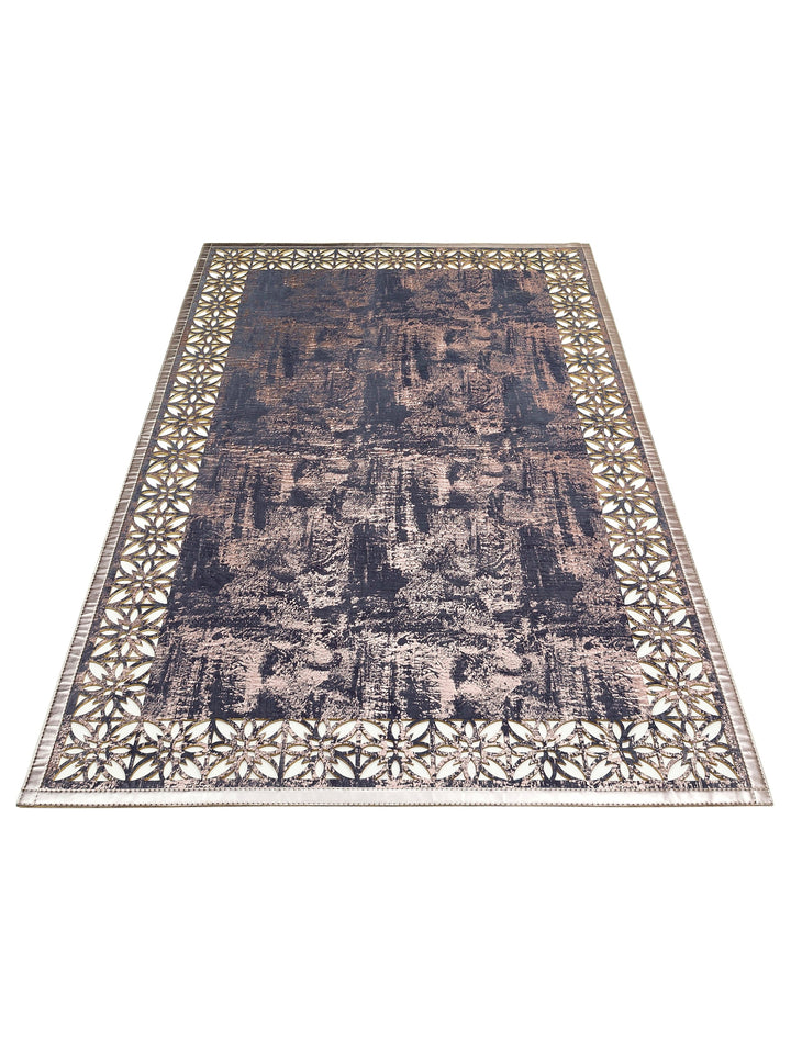 Engraving Classic and Modern Processing and Carving Shiny Bordered Artificial Leather Carpet 03 MARINEBRONZE