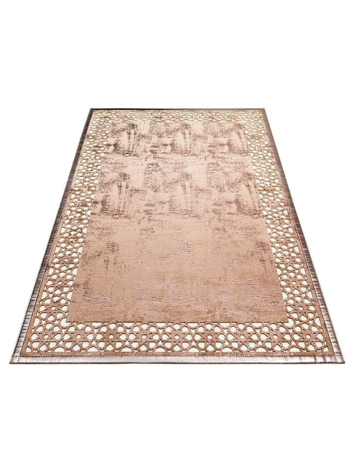 Engraving Classic and Modern Processing and Carving Shiny Bordered Artificial Leather Carpet 04 VINK BRONZE