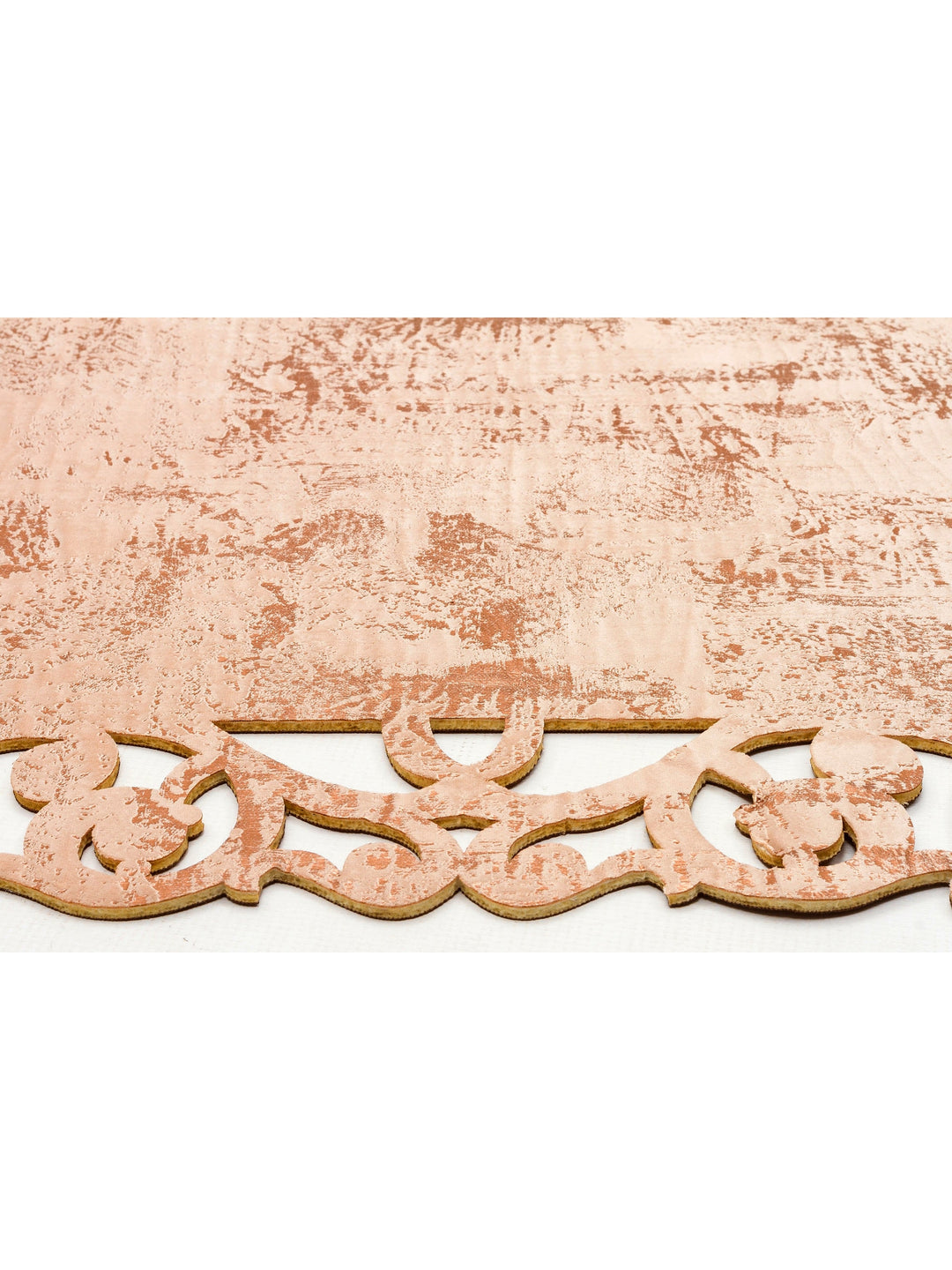 Engraving Classic and Modern Processing and Carving Shiny Bordered Artificial Leather Carpet 05 BEIGE COPPER