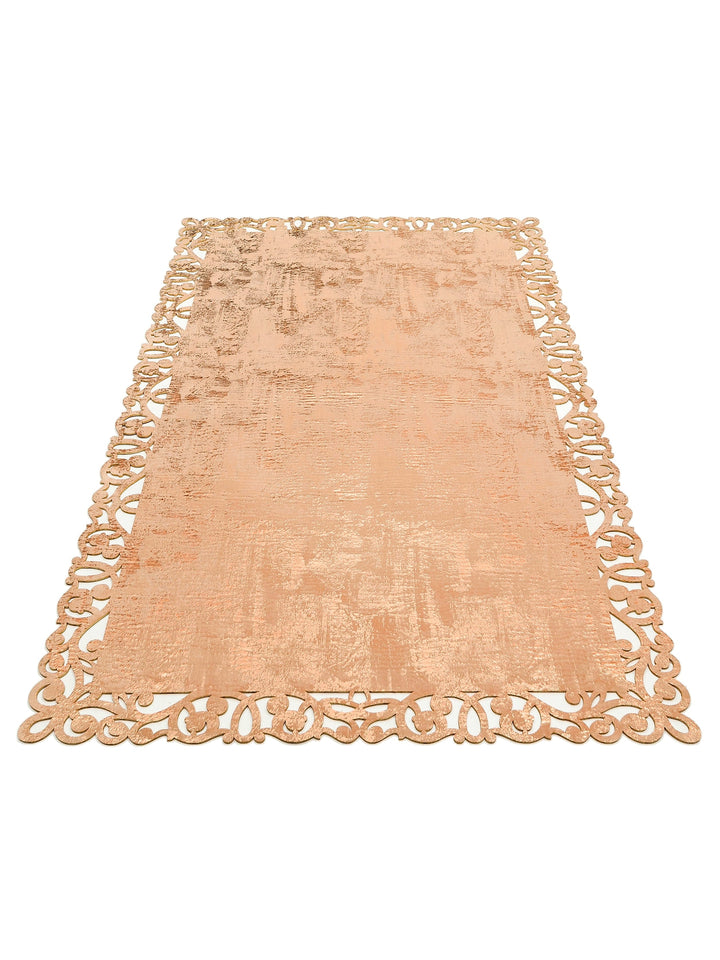 Engraving Classic and Modern Processing and Carving Shiny Bordered Artificial Leather Carpet 05 BEIGE COPPER