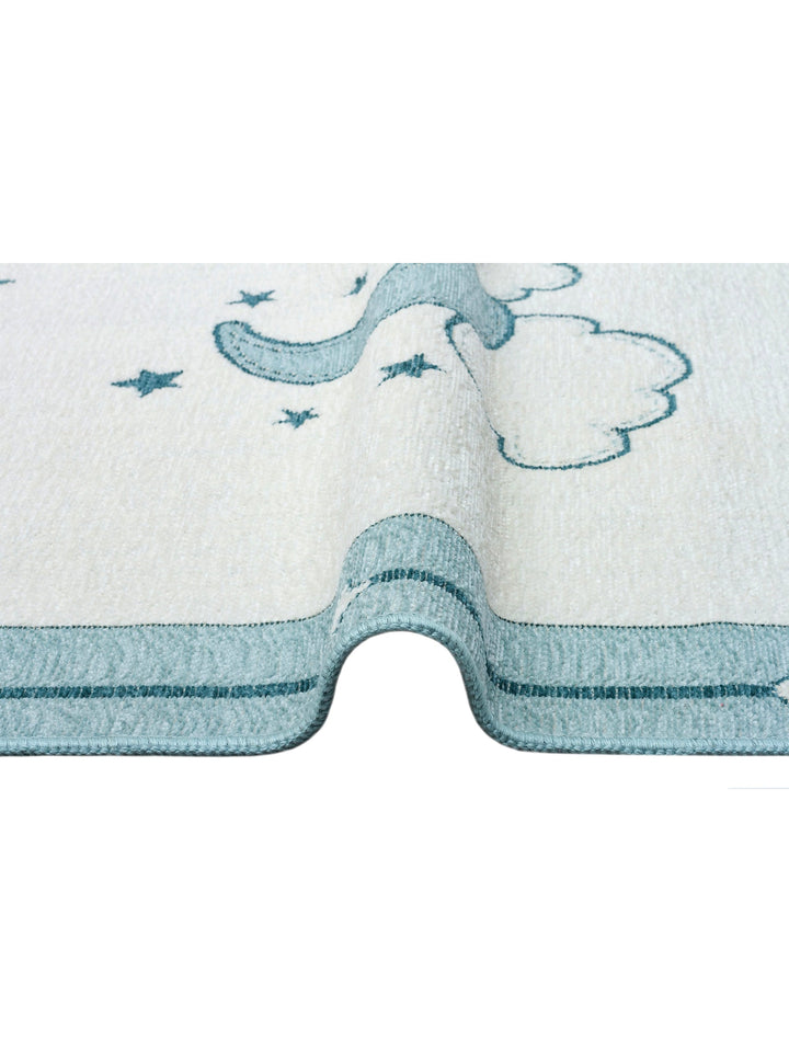 Baby Moon Cotton Washable Double-Sided Soft Textured Thin Children's Baby Room Carpet 01 BLUE