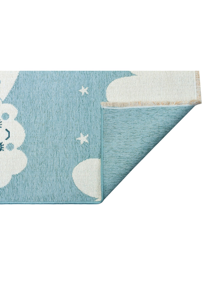 Baby Moon Cotton Washable Double-Sided Soft Textured Thin Children's Baby Room Carpet 02 BLUE