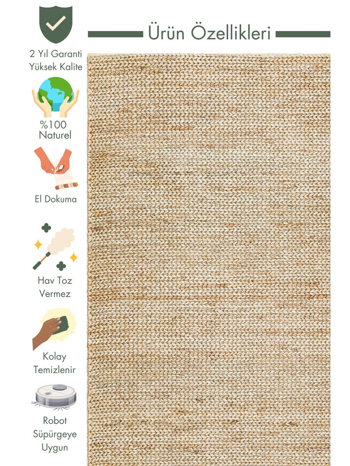 Baccarat Jute 100% Natural Living Room Corridor Entrance Kitchen Balcony Hand Woven Straw Carpet BAC SMOKE