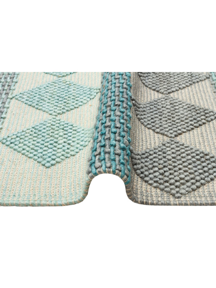 Woolstar 100% Natural Sweater Patterned Living Room Hallway Entrance Hand Woven Knitted Carpet JD 01 BLUE