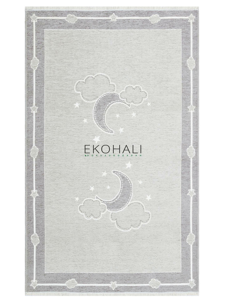 Baby Moon Cotton Washable Double-Sided Soft Textured Thin Children's Baby Room Carpet 01 GREY