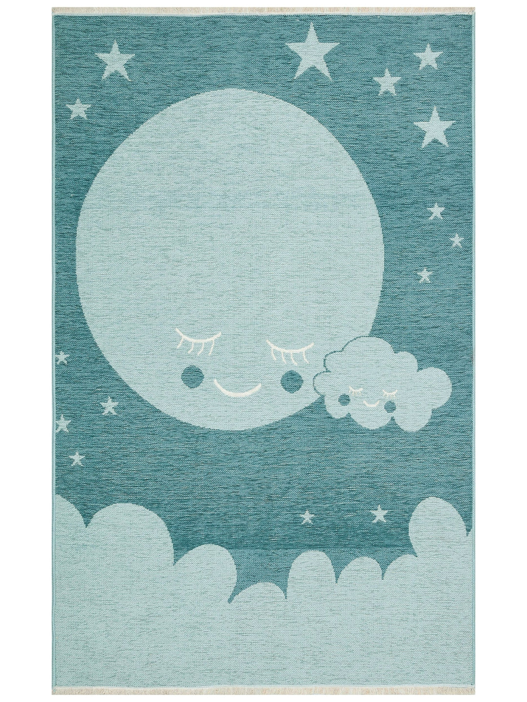 Baby Moon Cotton Washable Double-Sided Soft Textured Thin Children's Baby Room Carpet 02 BLUE