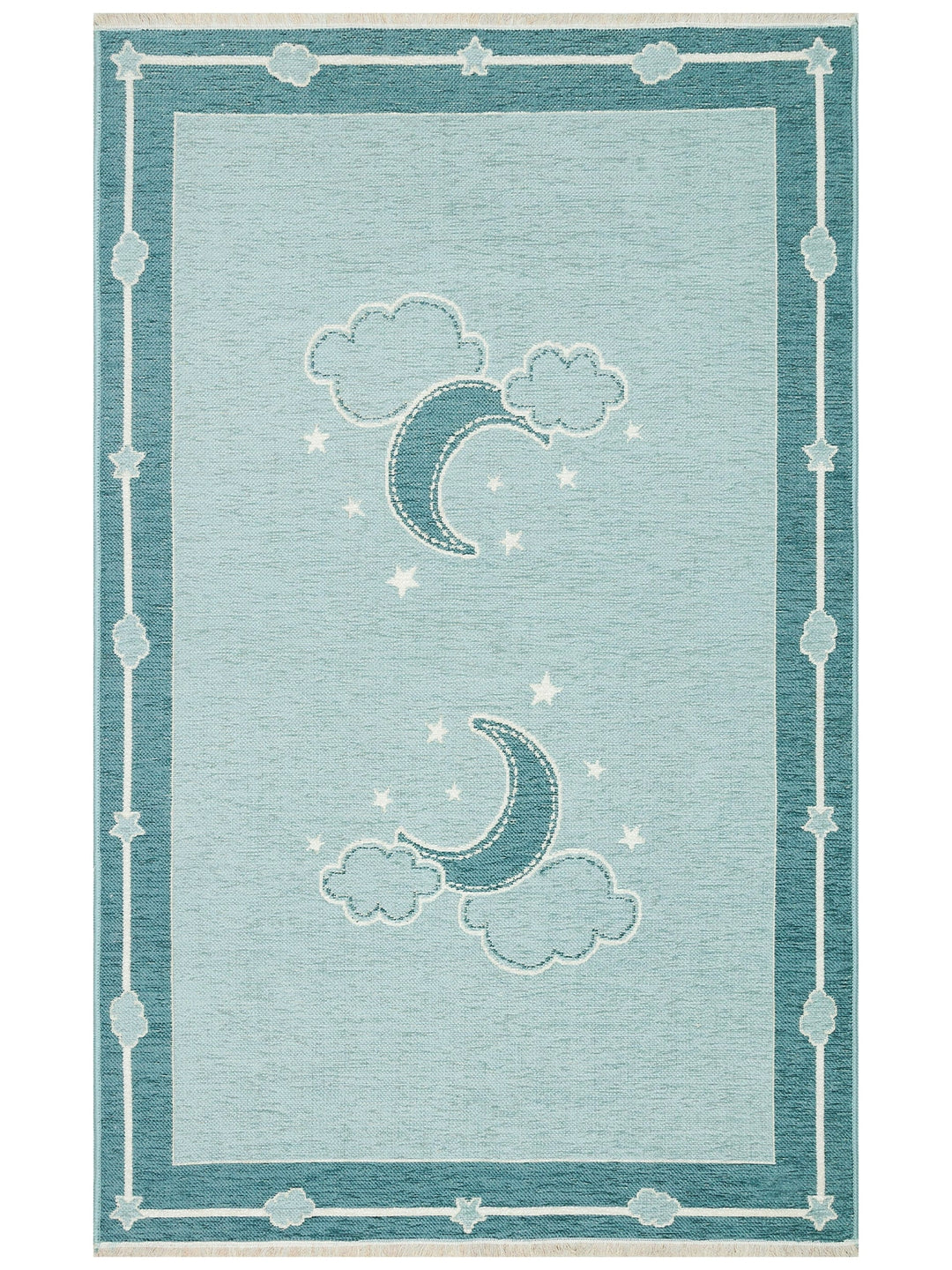 Baby Moon Cotton Washable Double-Sided Soft Textured Thin Children's Baby Room Carpet 01 BLUE