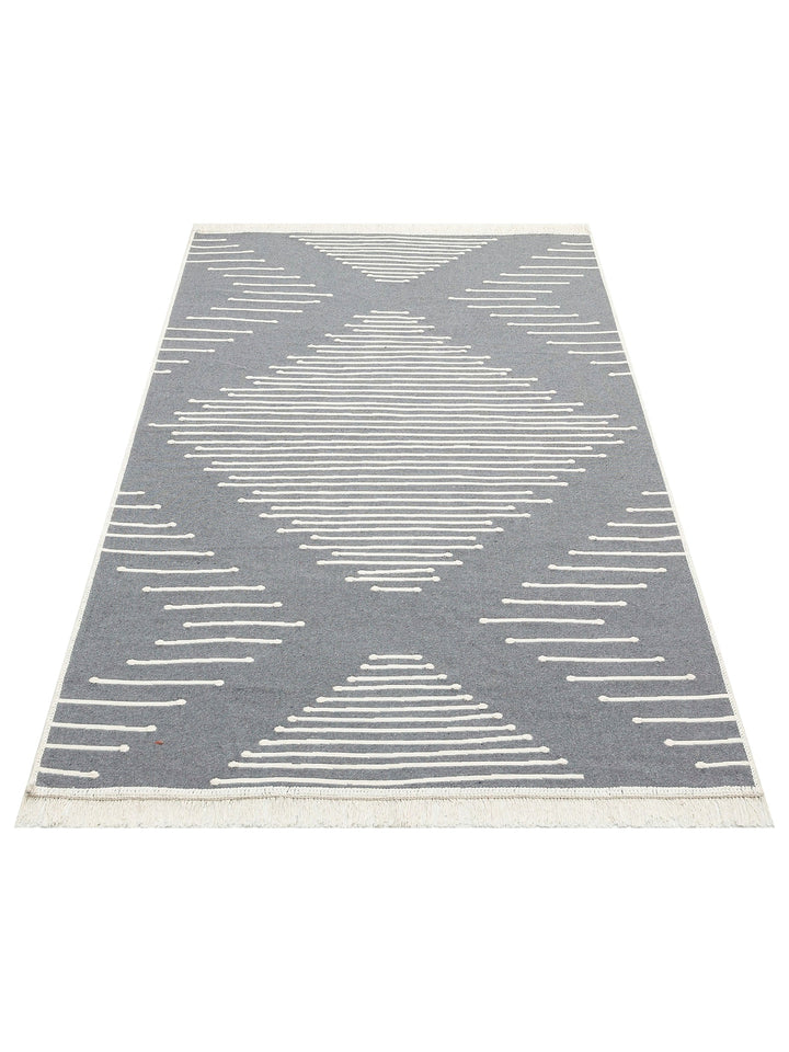 Maya 100% Natural Cotton Washable Double-Sided Living Room Kitchen Hallway Modern Rug 15 GREY