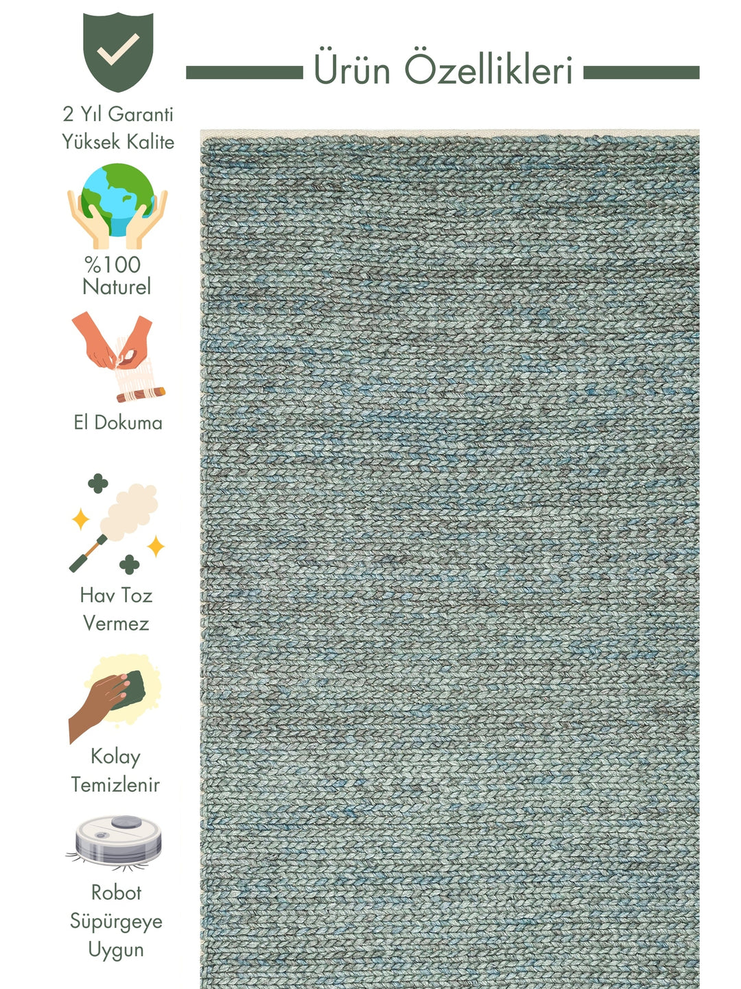 Woolstar 100% Natural Sweater Patterned Living Room Living Room Corridor Entrance Hand Woven Knitted Carpet ARONA