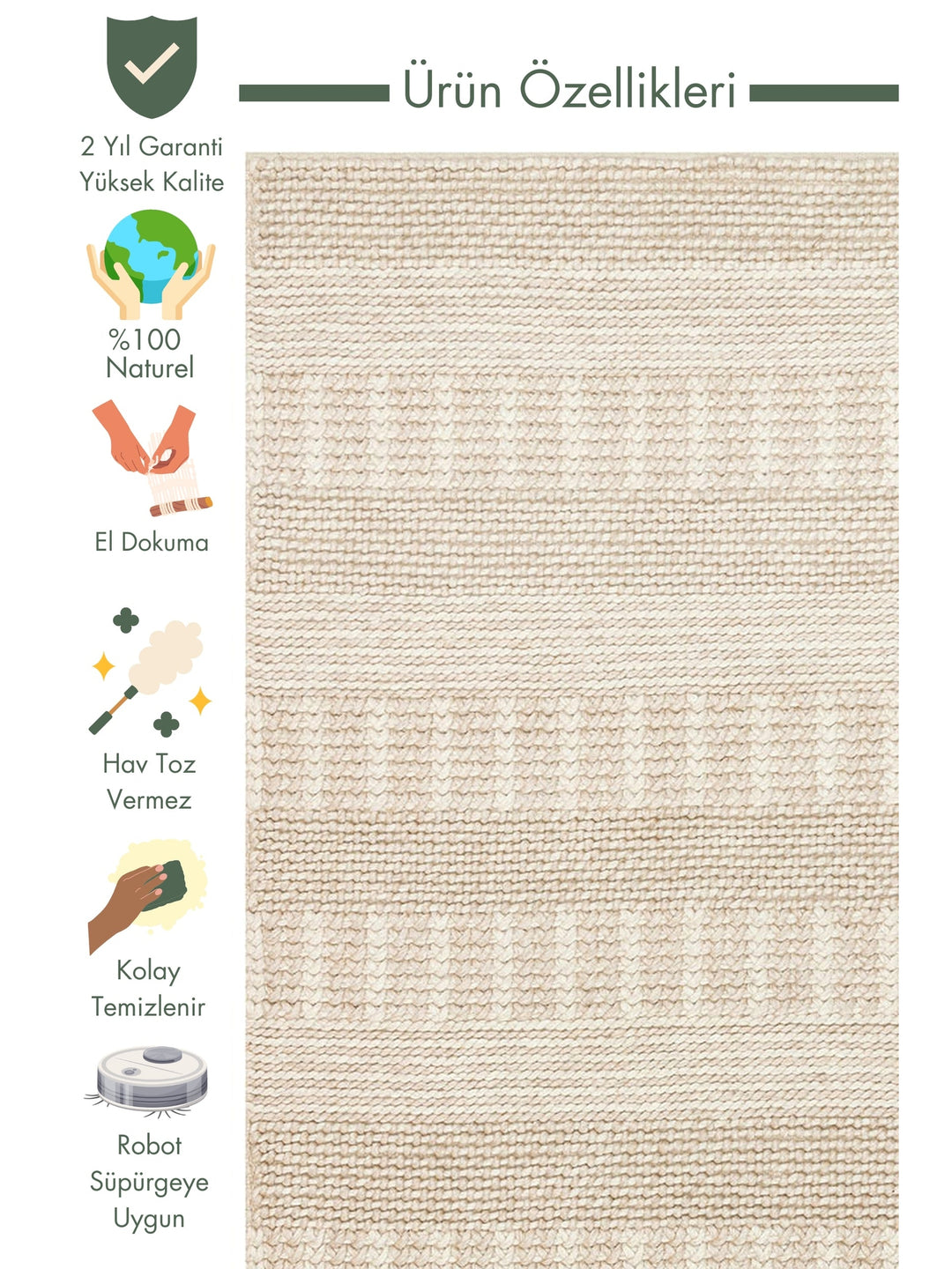 Woolstar 100% Natural Sweater Patterned Living Room Hallway Entrance Hand Woven Knitted Carpet J352 BEIGE