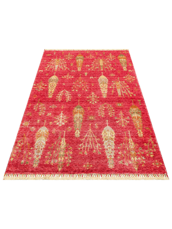 Oushak Carnaval 100% Natural Easy to Clean Handmade Tencel Modern Uşak Carpet 08 RED