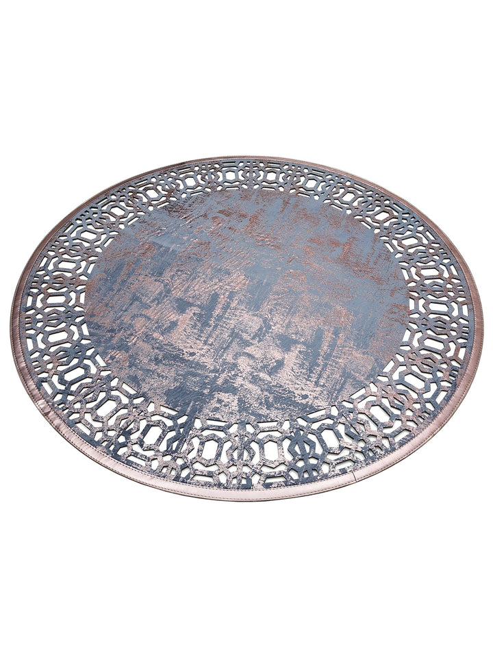 Engraving Classic and Modern Processing and Carving Shiny Bordered Artificial Leather Carpet 02 MARINE BRONZE Q