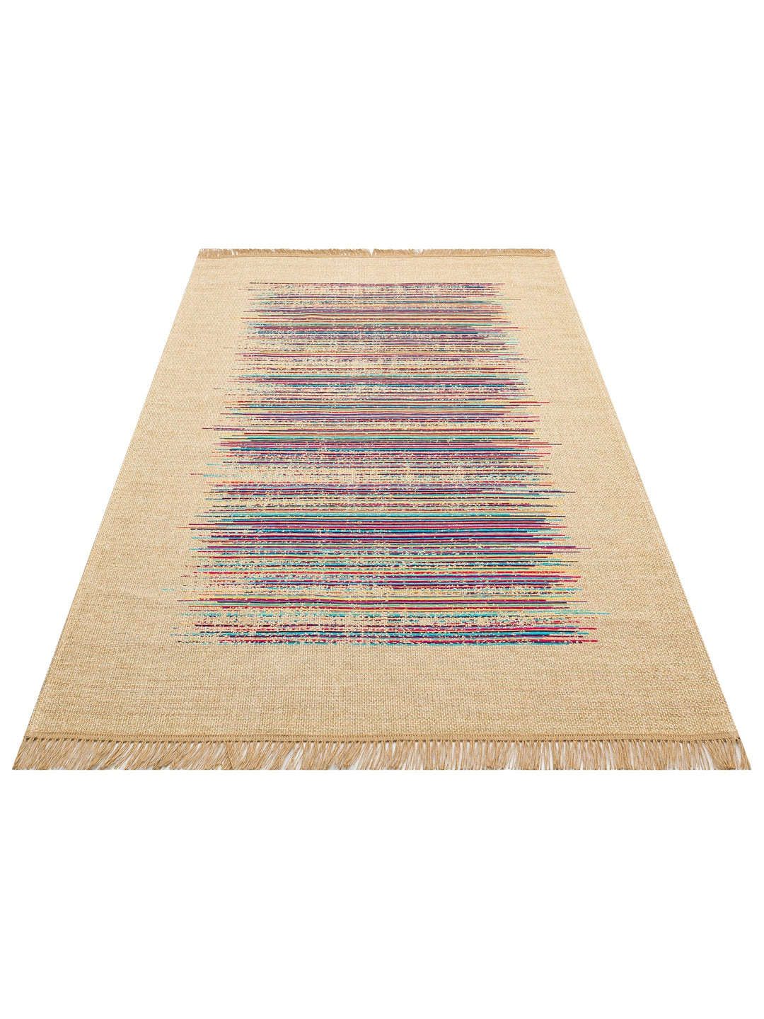 Arizona Wicker Look Modern Living Room Hallway Kitchen Non-Slip Rug 02 NATURAL MULTY