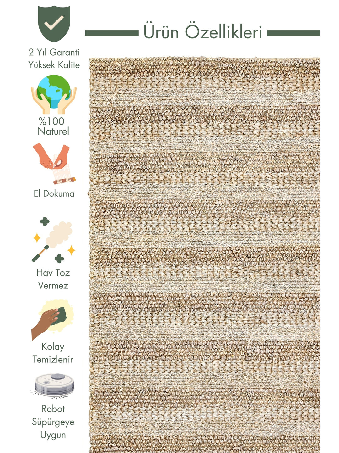 Knit Jute 100% Natural Living Room Corridor Entrance Kitchen Balcony Hand Woven Carpet S-1410 SILVER XW