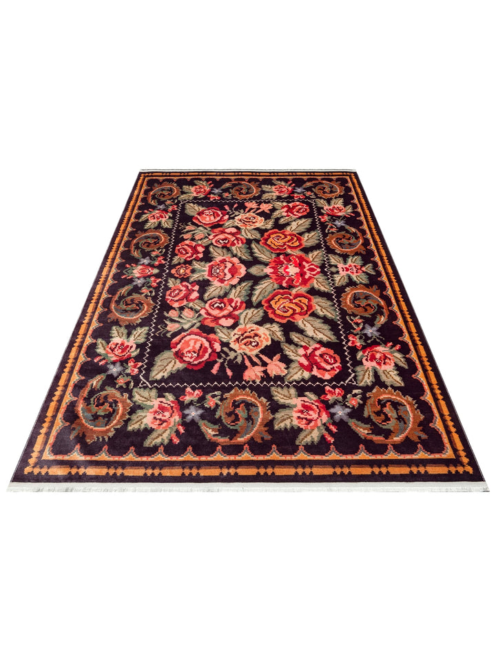 Historic Series Non-Slip Antique Patterned Living Room Sitting Room Corridor Kitchen Washable Carpet 02 BLACK