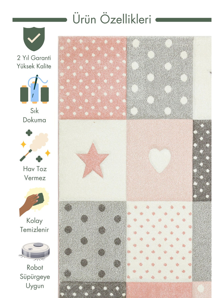 Carpetdocia Kids Fun Children's Carpet 05 GREY PINK