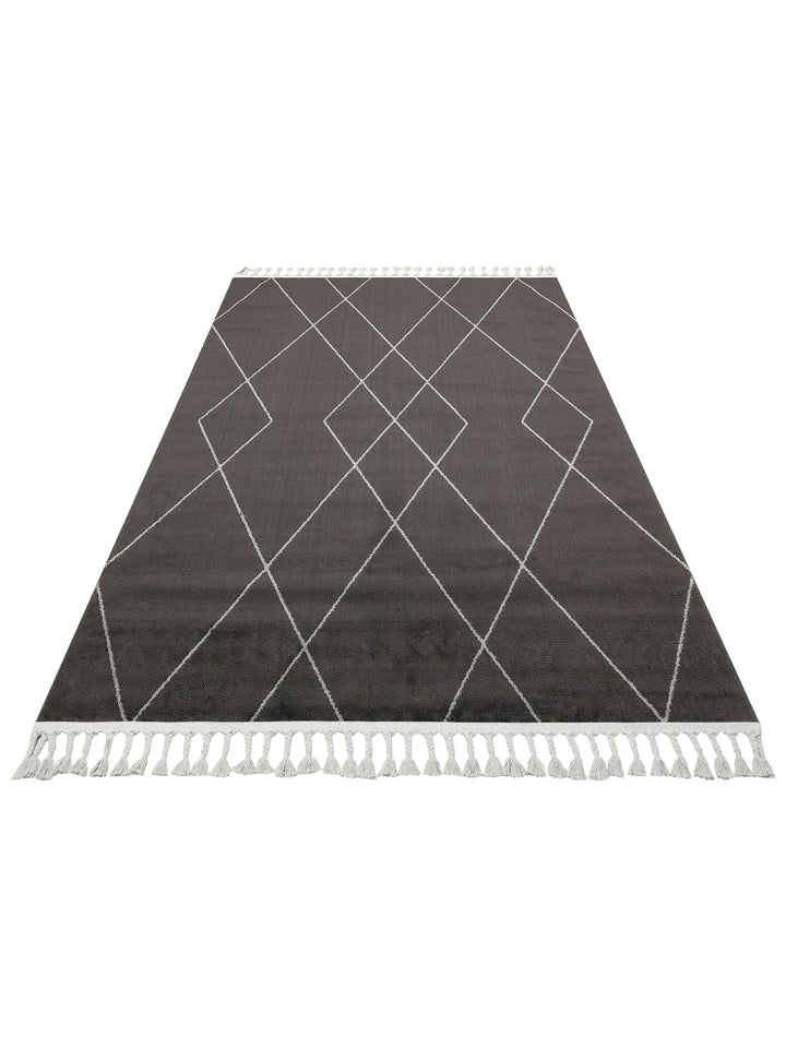 Lounge Series Living Room Corridor Soft Modern Carpet with Ethnic Patterns 02 BLACK GREY