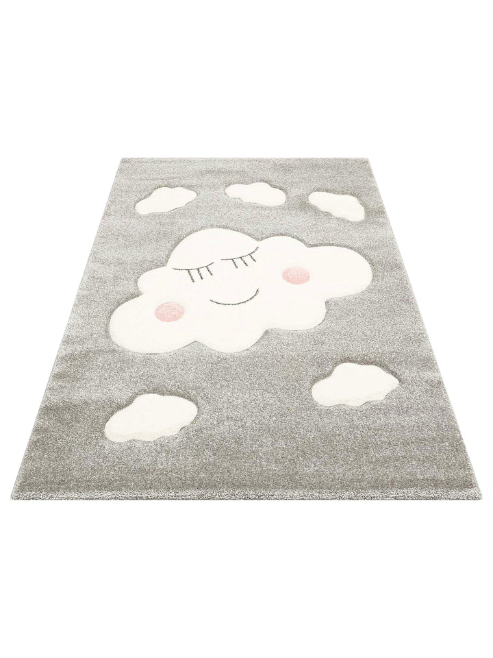 Carpetdocia Kids Fun Cloud Patterned Children's Carpet 09 GREY