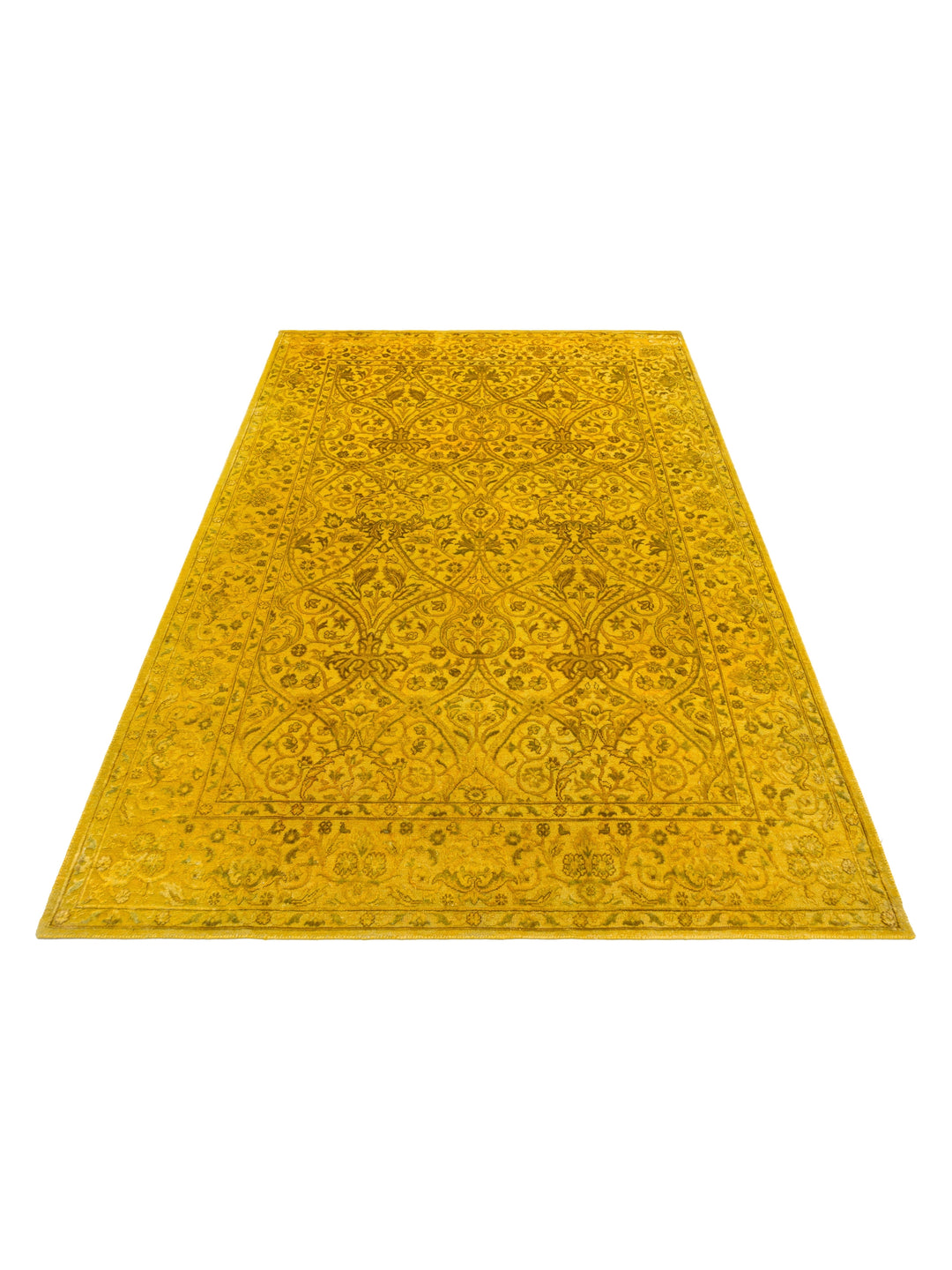 El dokuma Hindistan Jaipur halı Altın Sarı 168x239 cm stüdyo çekimi perspektif