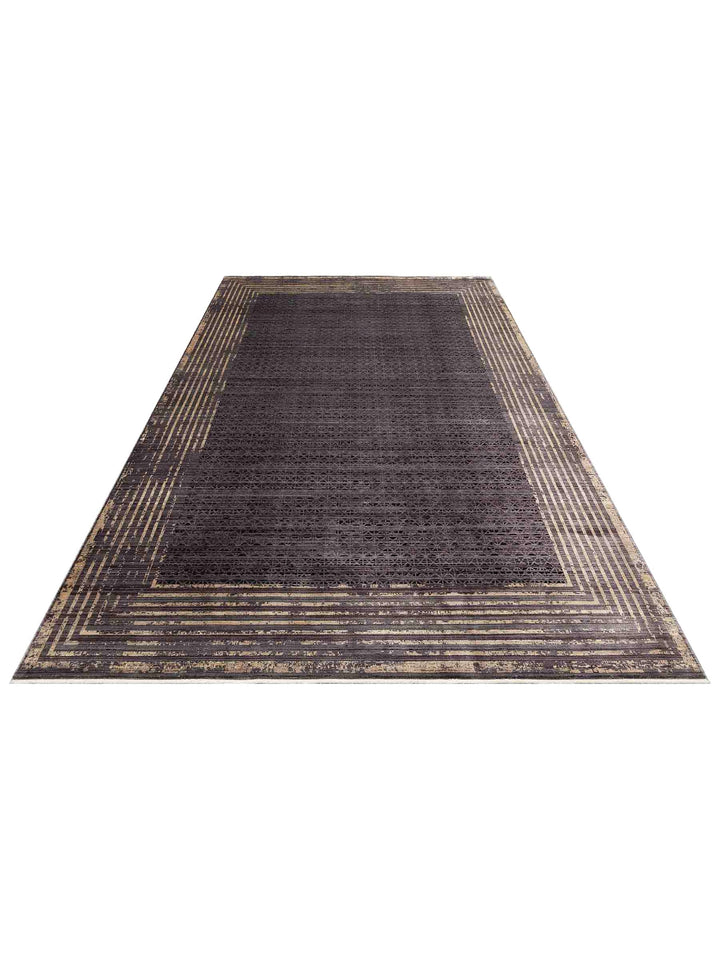 Mumbai Series Art Deco Patterned High Quality Tight Woven Shiny Living Room Carpet 01 ANTHRACITE GOLD