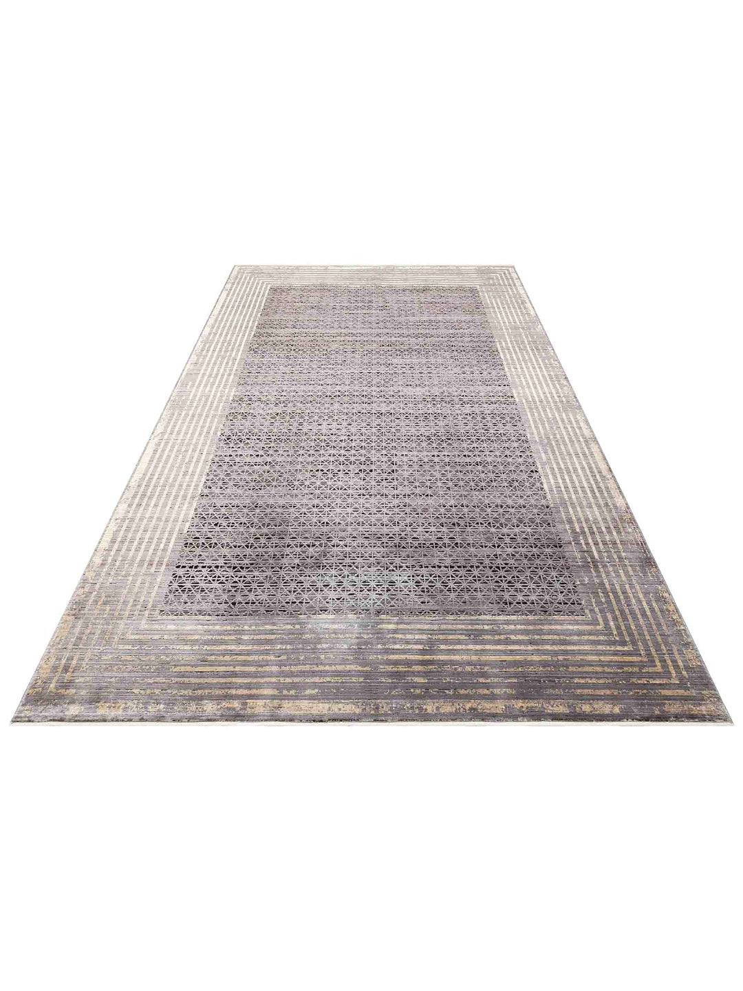 Mumbai Series Art Deco Patterned High Quality Tight Woven Shiny Living Room Carpet 01 ANTHRACITE GOLD