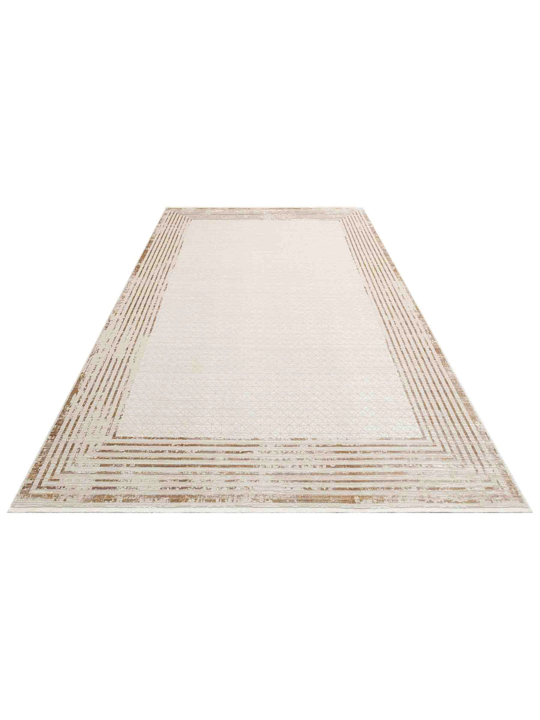 Mumbai Series Art Deco Patterned High Quality Tight Woven Shiny Living Room Carpet 01 CREAM GOLD