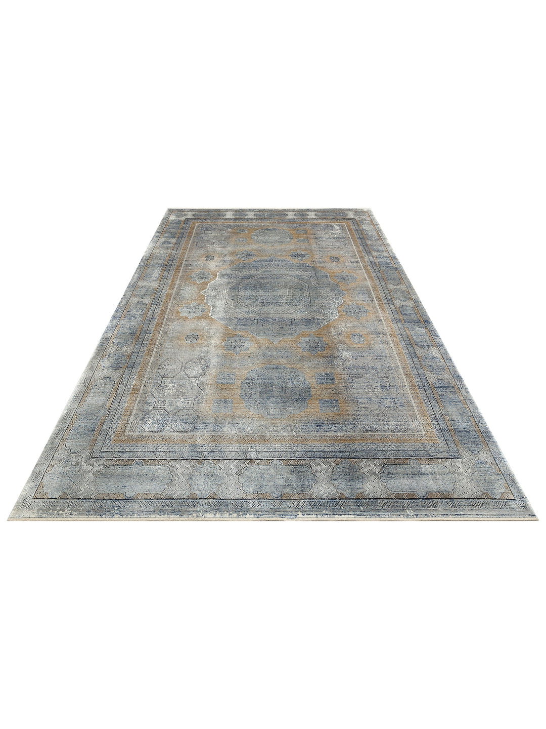 Mumbai Series Classic Patterned High Quality Tight Woven Shiny Living Room Carpet 04 ANTHRACITE GOLD