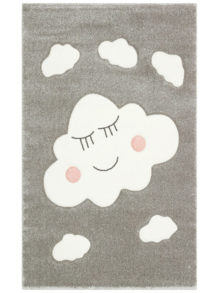 Carpetdocia Kids Fun Cloud Patterned Children's Carpet 09 GREY