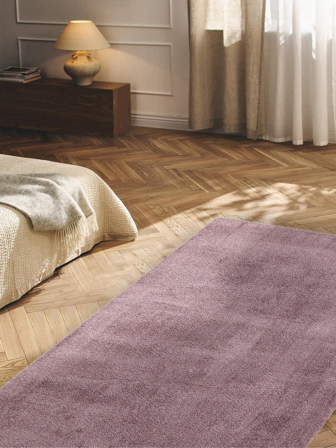 Peluche Fluff Dust-Free Soft Modern Living Room Hall Hallway Fluffy Shaggy Carpet 1006 LILA