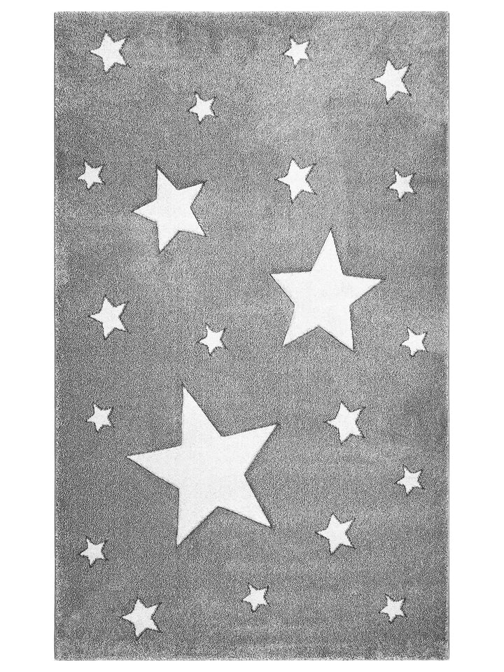 Carpetdocia Kids Fun Star Patterned Children's Carpet 12 GREY