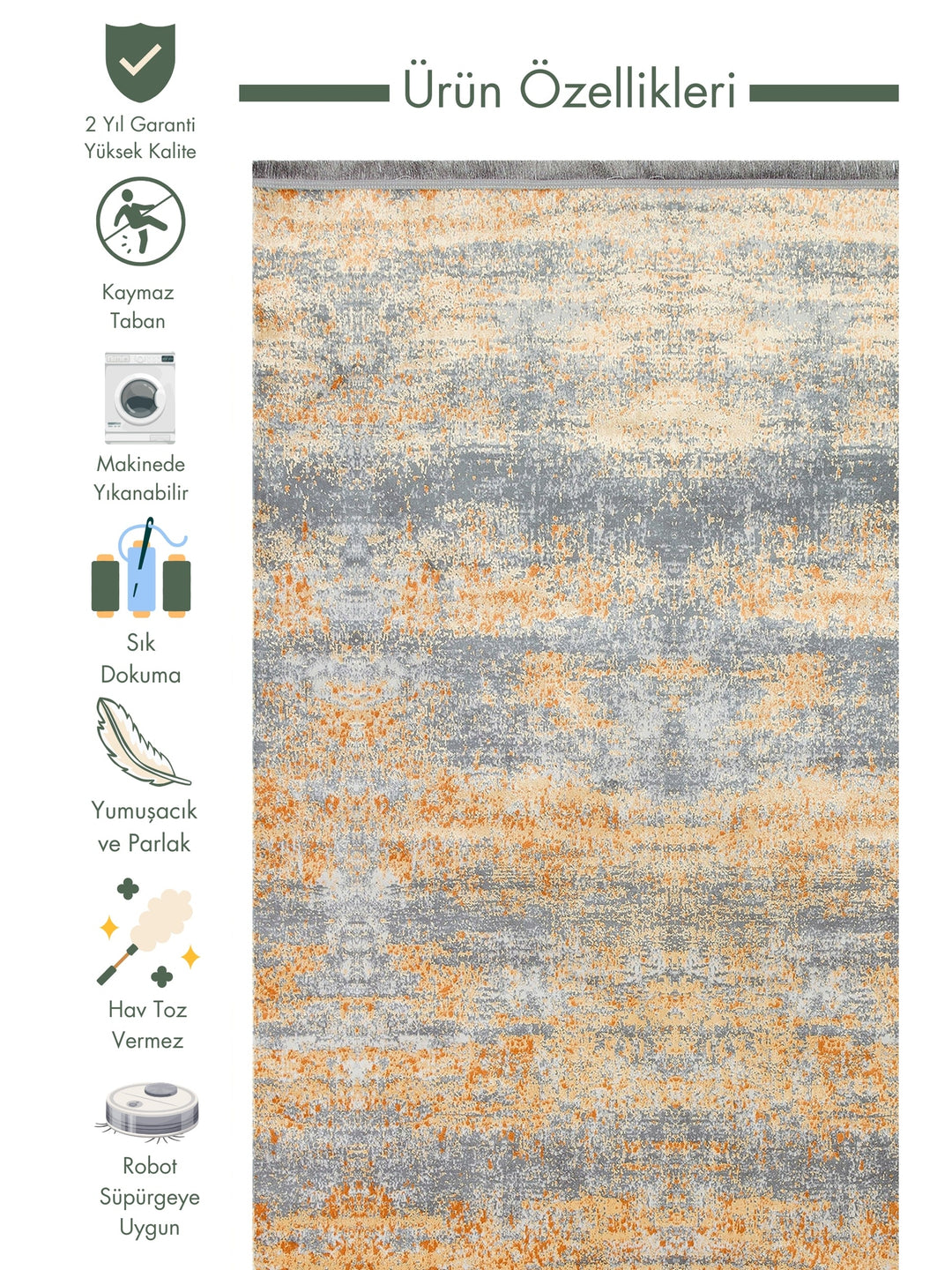 Smooth Washable Non-Slip Shiny Living Room Hall Hallway Fine Woven Modern Carpet 01 TERRA XW