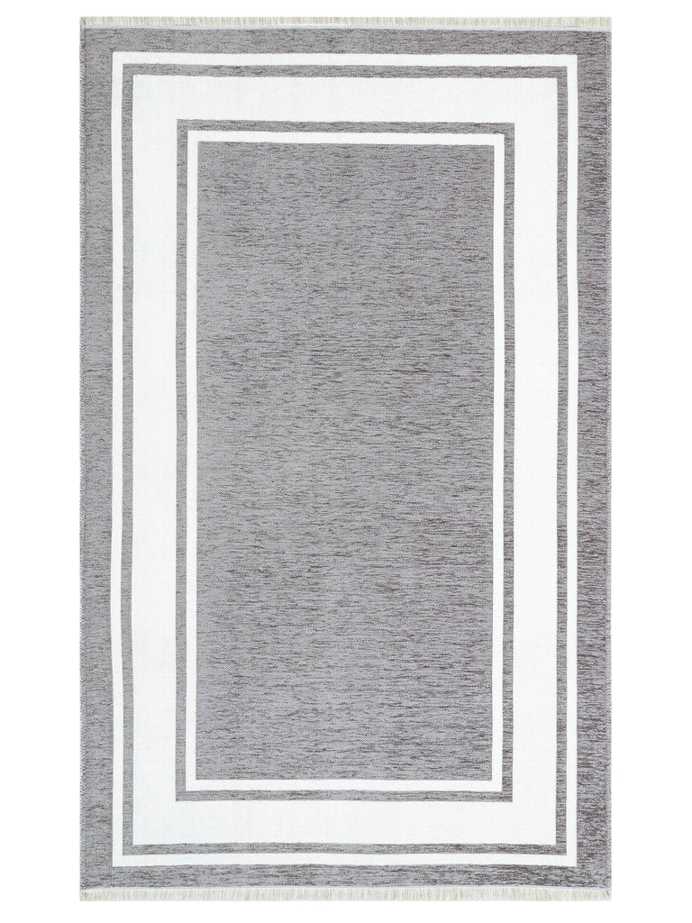 Yellowstone Cotton Washable Double Sided Living Room Hallway Kitchen Scandinavian Rug 06GREYWHI