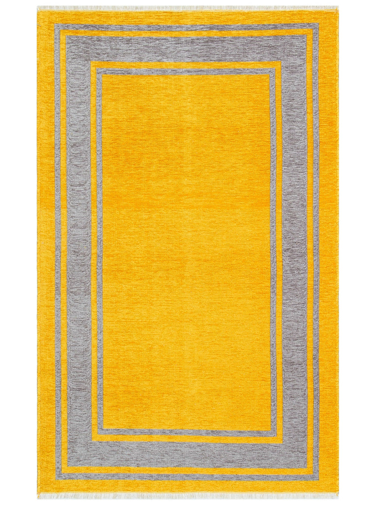 Yellowstone Cotton Washable Double Sided Living Room Hallway Kitchen Scandinavian Rug 06GREYYEL