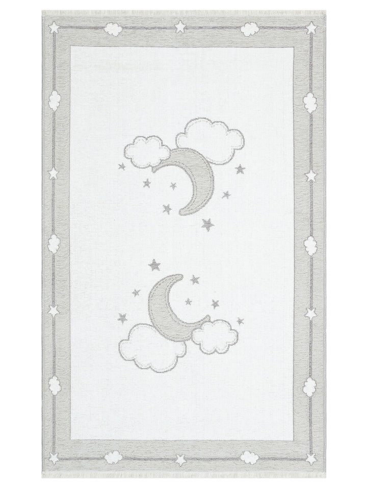 Baby Moon Cotton Washable Double-Sided Soft Textured Thin Children's Baby Room Carpet 01 GREY