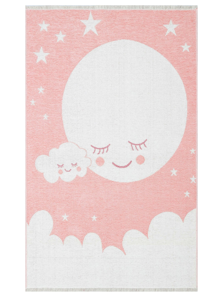 Baby Moon Cotton Washable Double Sided Soft Texture Thin Children's Baby Room Carpet 02 PINK