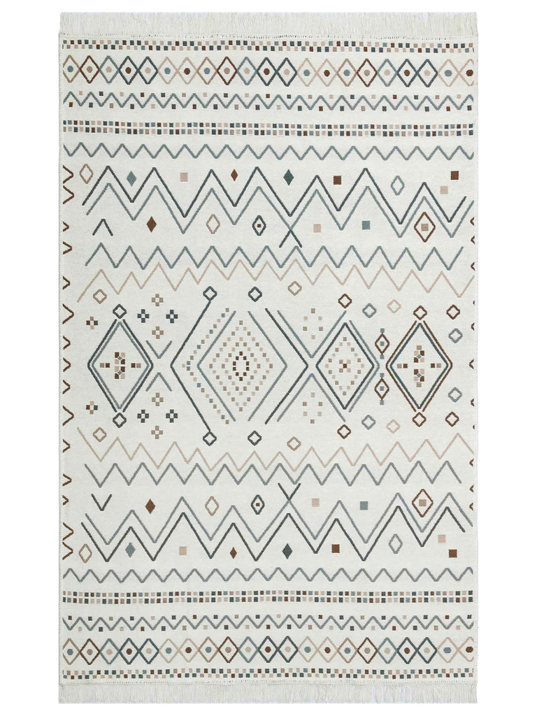 Maya 100% Natural Cotton Washable Double Sided Living Room Kitchen Hallway Modern Rug 05BEIGEBLU