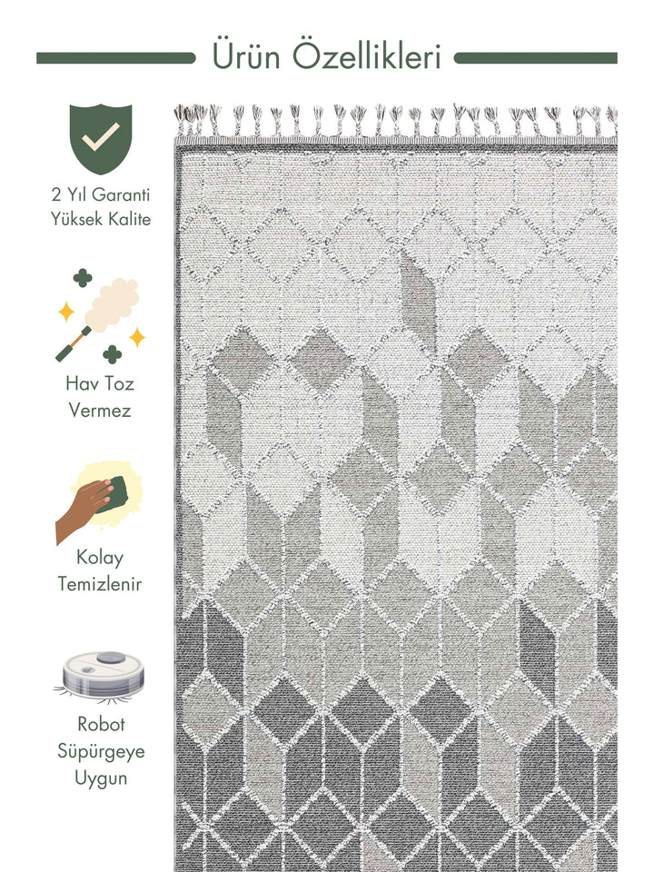 Ole Series Wicker Woven Living Room Hall Hallway Entrance Kitchen Modern Scandinavian Carpet 03 GREY