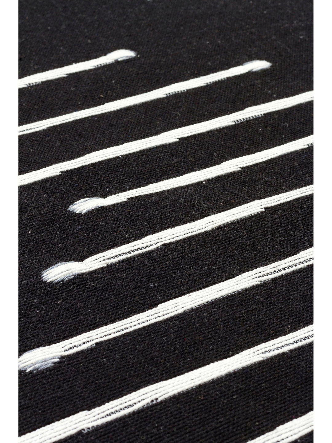 Maya 100% Natural Cotton Washable Double Sided Living Room Kitchen Hallway Modern Rug 15 BLACK