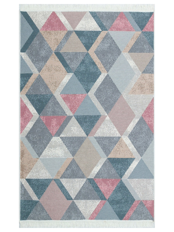 Maya 100% Natural Cotton Washable Double-Sided Living Room Kitchen Hallway Modern Rug 10BLUEPINK