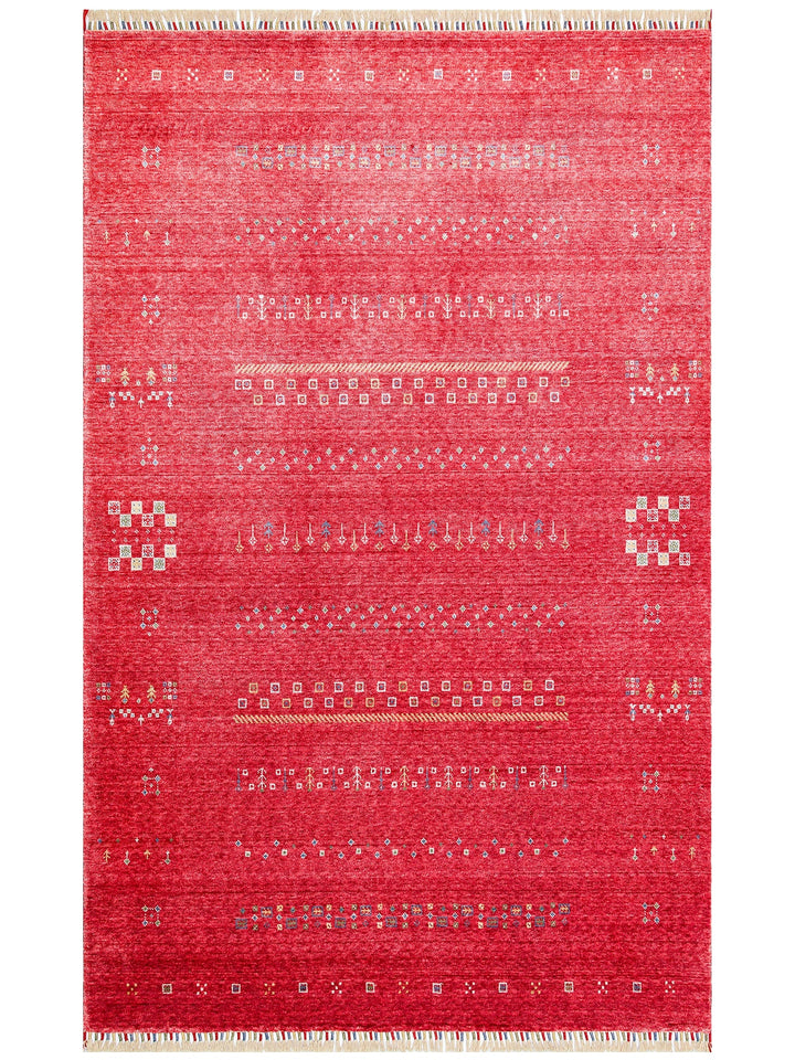 Oushak Carnaval 100% Natural Easy to Clean Handmade Tencel Modern Uşak Carpet 06 RED