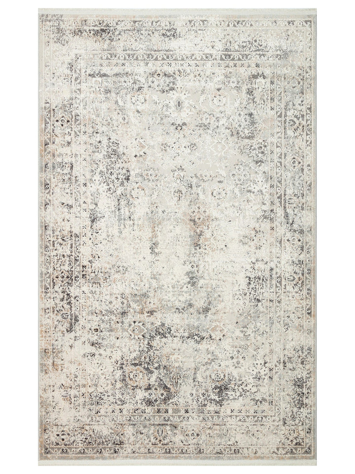 Pacific Series Antique Patterned Living Room Living Room Corridor Entrance Modern Carpet 03 CREAM SILVER