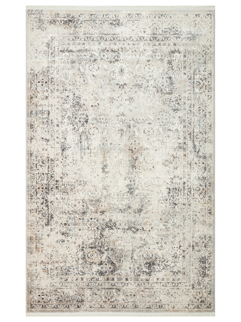 Pacific Series Antique Patterned Living Room Living Room Corridor Entrance Modern Carpet 03 CREAM SILVER