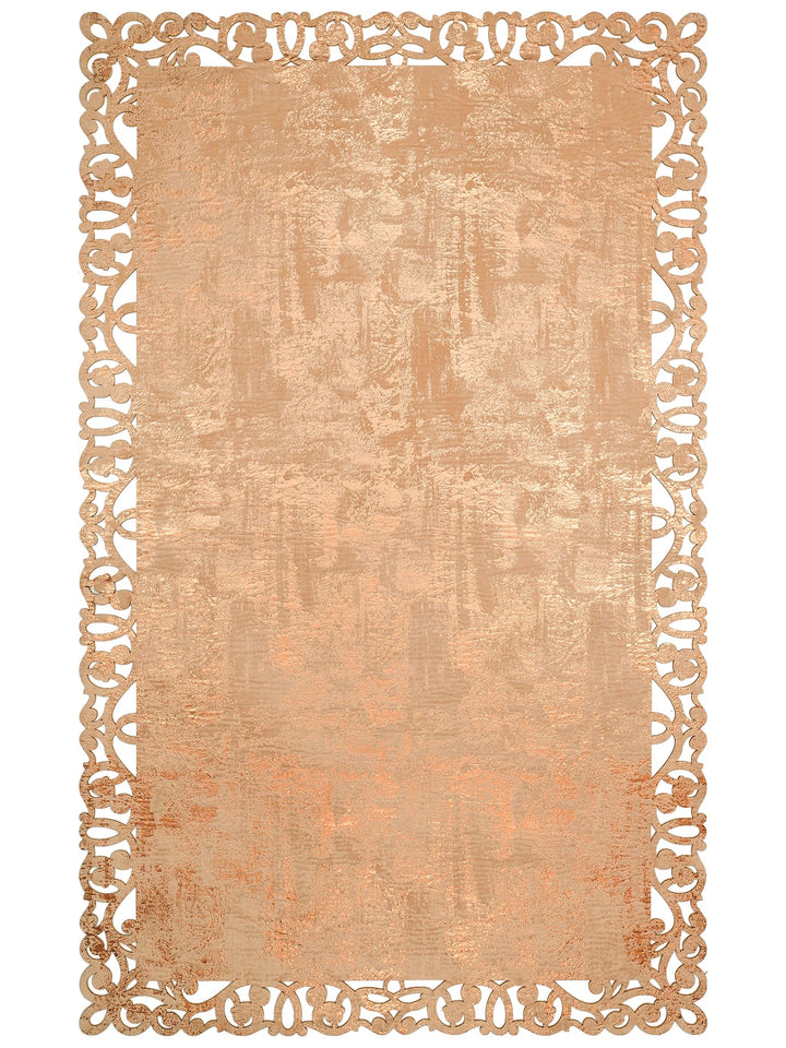 Engraving Classic and Modern Processing and Carving Shiny Bordered Artificial Leather Carpet 05 BEIGE COPPER