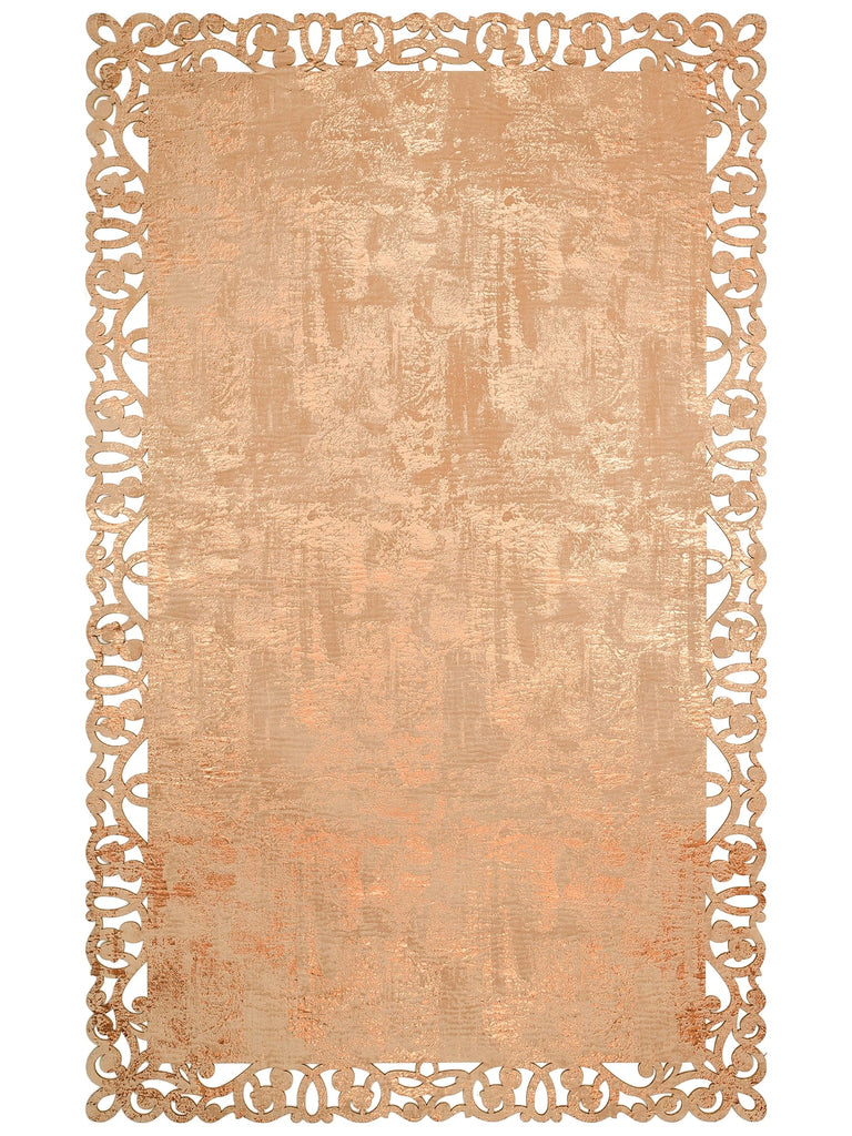 Engraving Classic and Modern Processing and Carving Shiny Bordered Artificial Leather Carpet 05 BEIGE COPPER