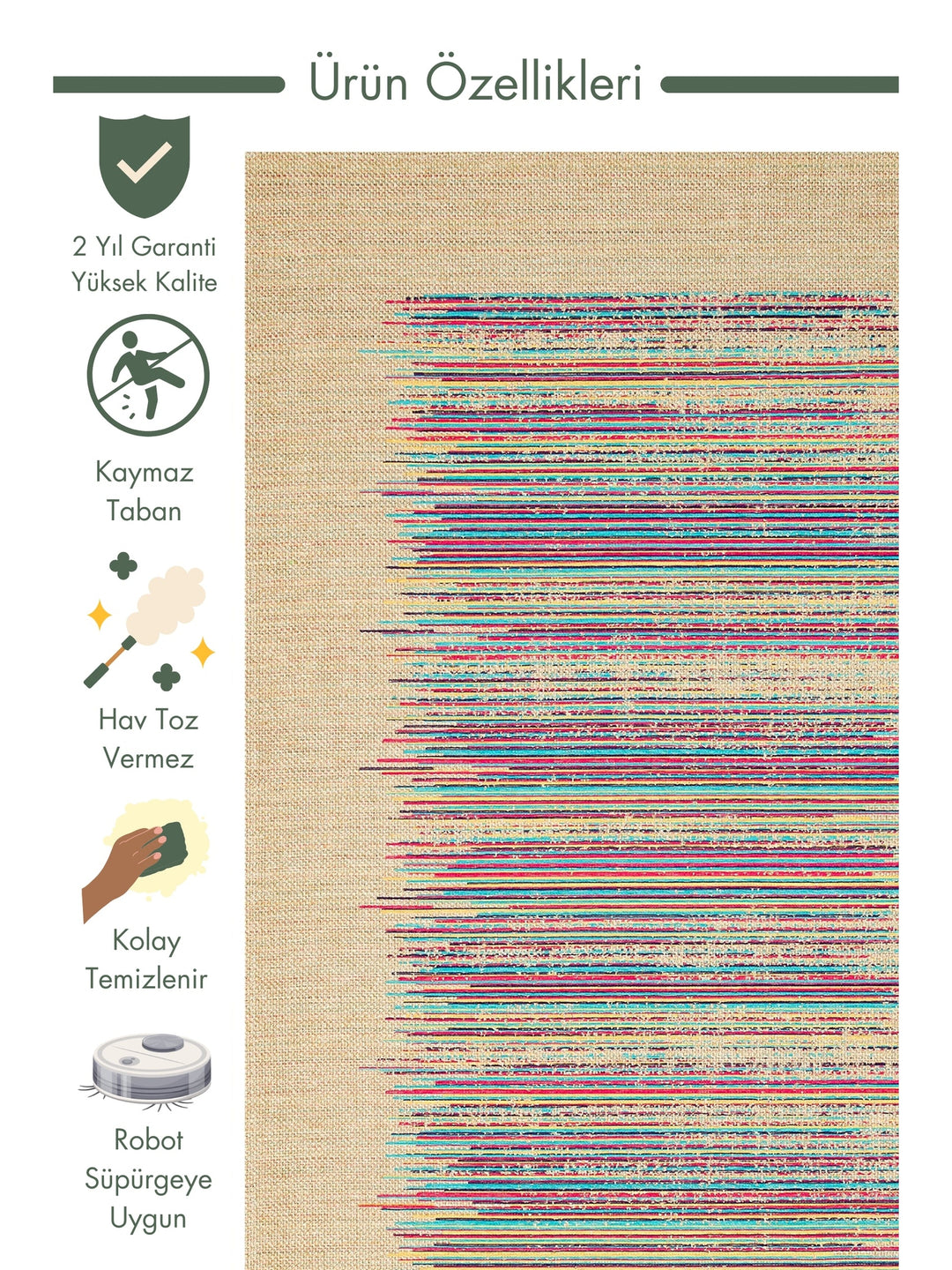 Arizona Wicker Look Modern Living Room Hallway Kitchen Non-Slip Rug 02 NATURAL MULTY