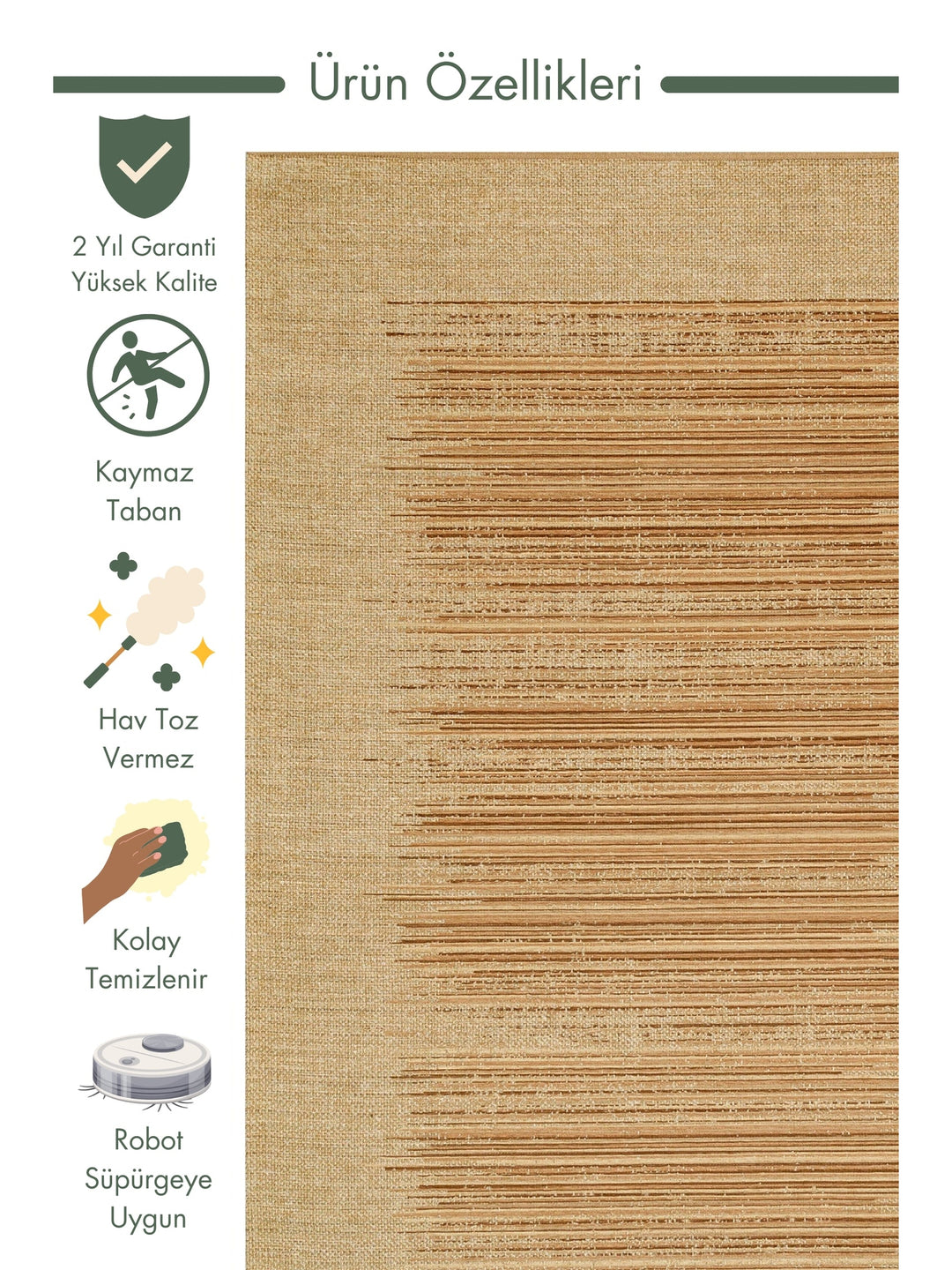 Arizona Wicker Look Modern Living Room Hallway Kitchen Non-Slip Rug 02 NATURAL BEIGE