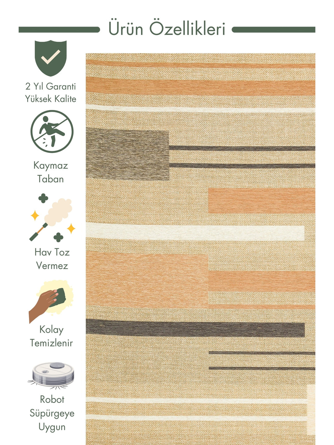 Arizona Wicker Look Modern Living Room Hallway Kitchen Non-Slip Rug 06 NATURAL TERRA