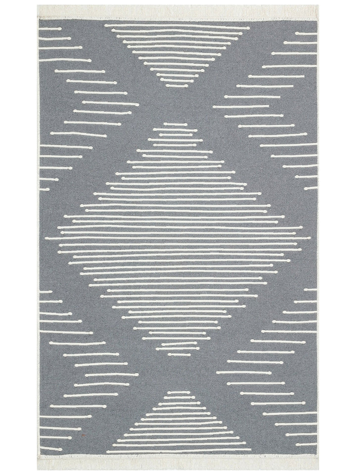 Maya 100% Natural Cotton Washable Double-Sided Living Room Kitchen Hallway Modern Rug 15 GREY