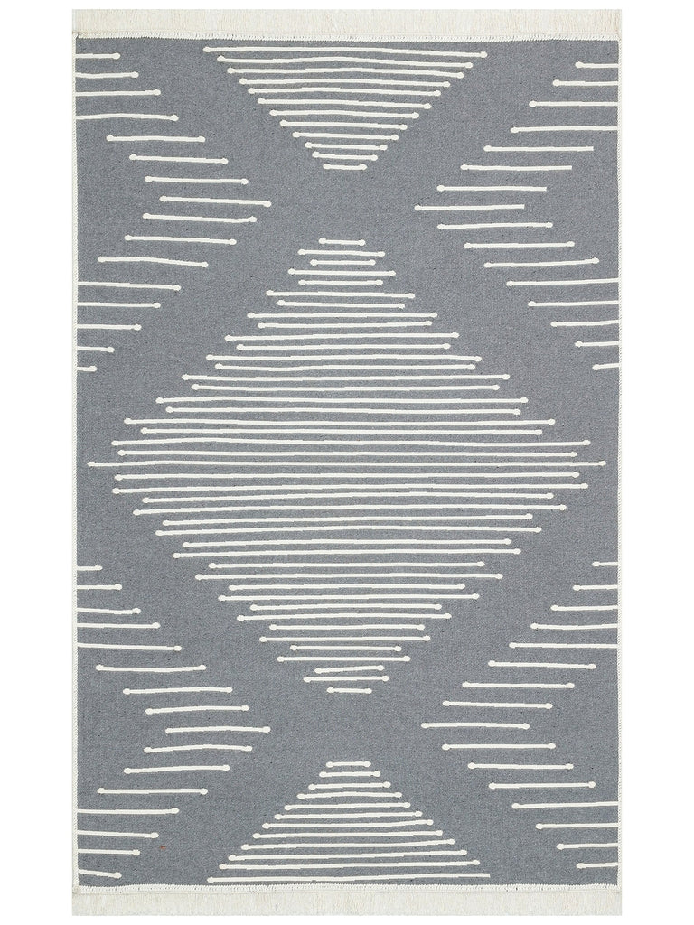 Maya 100% Natural Cotton Washable Double-Sided Living Room Kitchen Hallway Modern Rug 15 GREY